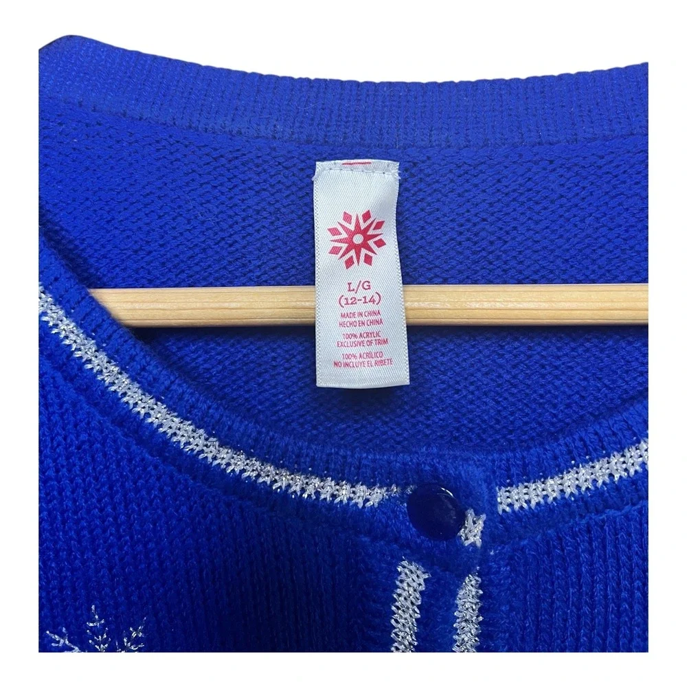 Novelty Christmas Cardigan L Polar Bear Skiing Sledding Ugly‎ Festive Holiday